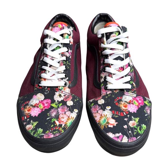 Vans Old Skool Custom Maroon and Floral Mens 13 - Picture 2 of 5